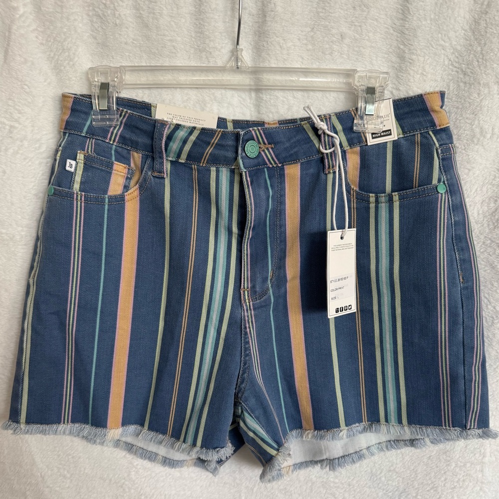 Judy Blue Multicolor Striped Jean Shorts